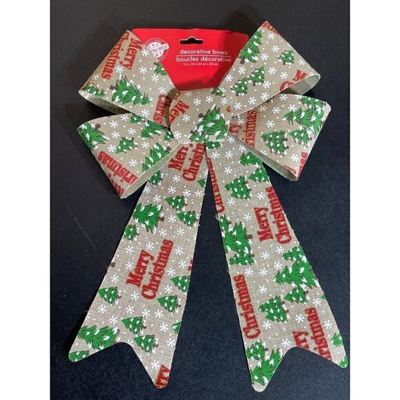 NWT! 2 large Christmas decorative bows. Trees/snowflakes - Picture 1 of 3